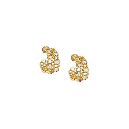 Honeycomb Small Hoop Earrings on a white background