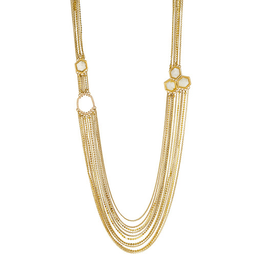 Honeycomb Multi-Chain Necklace on a white background