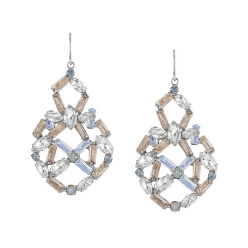 Rhinestone Lattice Earrings on a white background