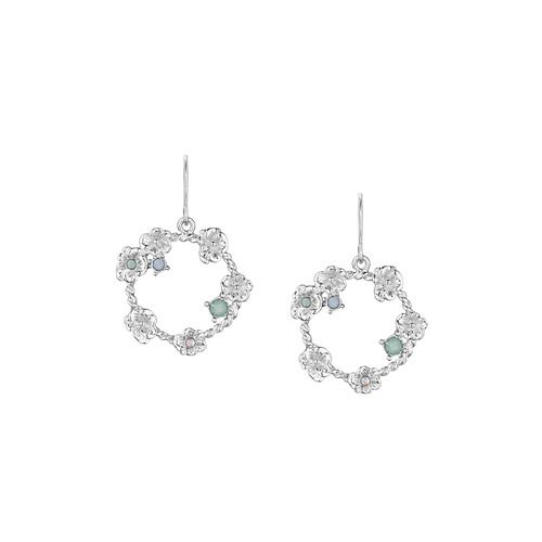 Petite Fleur Delicate Wreath Earrings on a white background