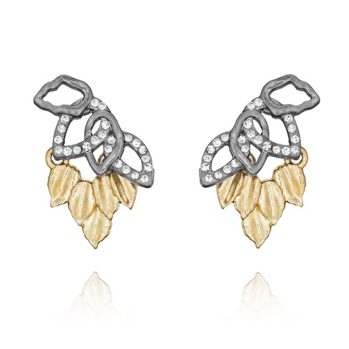 Layered Leaves Stud Earrings on a white background