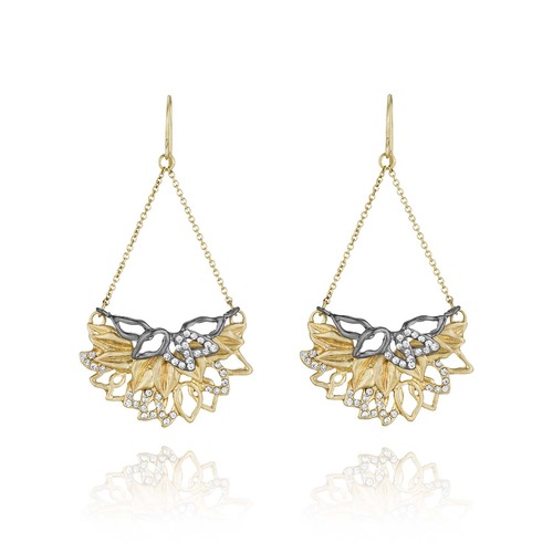 Layered Leaves Trapeze Earrings on a white background