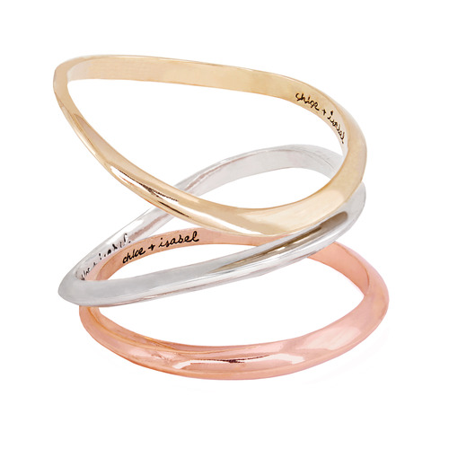 Tri-Tone Bangle Set on a white background