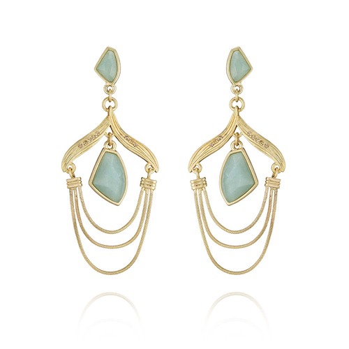 Gilded Reeds Aventurine Post Drop Earrings on a white background