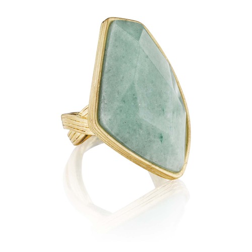 Gilded Reeds Aventurine Ring on a white background