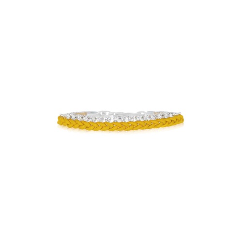 Dainty Leather + Rhinestone Bracelet on a white background
