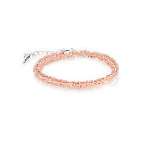Dainty Braided Leather Double Wrap on a white background