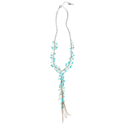 Amazonite Y Necklace on a white background