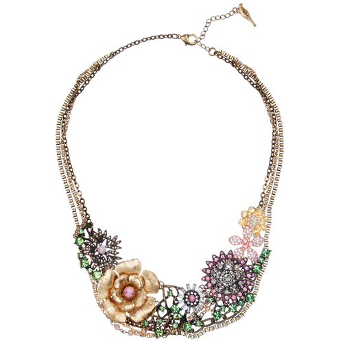 Multi Charm Garden Statement Necklace on a white background