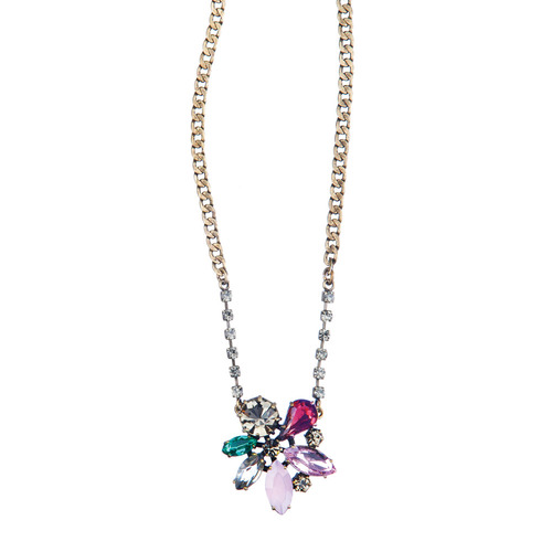 Multi Stone Flower Pendant on a white background
