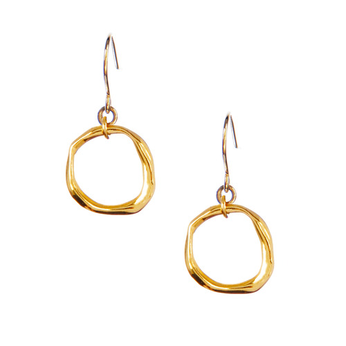 Organic Open Circle Drop Earrings on a white background