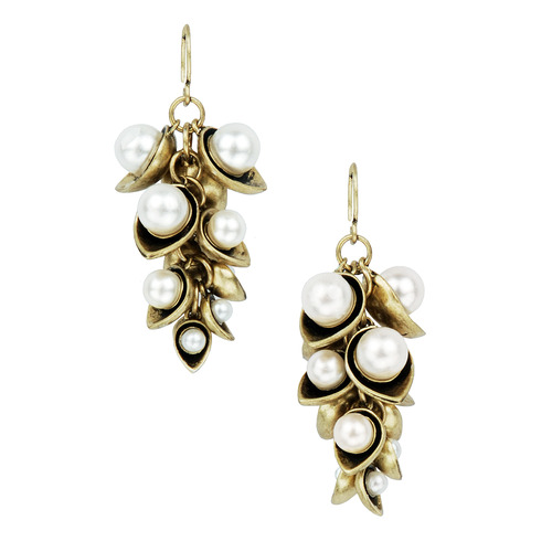 Pearl Cluster Drop Earring on a white background