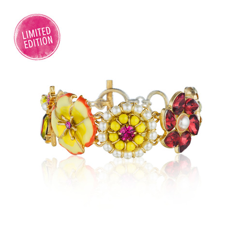 Hothouse Flowers Collage Toggle Bracelet on a white background