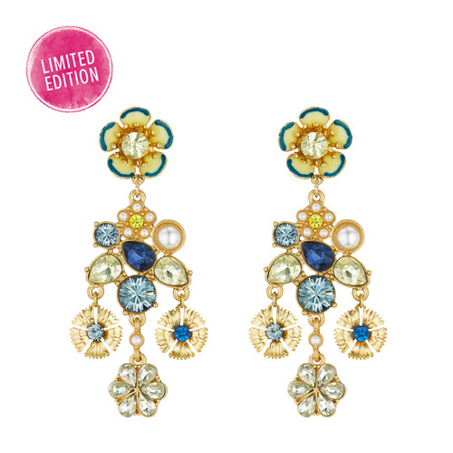 Vintage Florets Chandelier Earrings on a white background