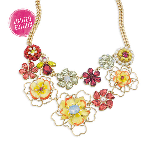 Hothouse Blooms Statement Necklace on a white background