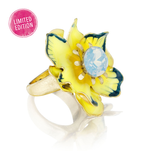 Blooming Opal Floret Ring on a white background
