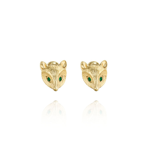 Petite Fox Stud Earrings on a white background