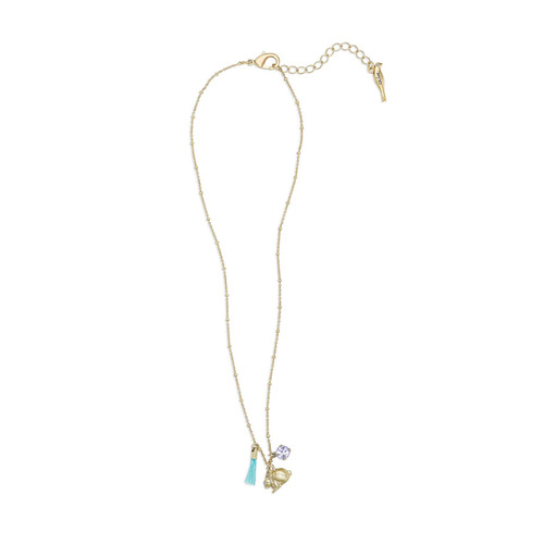 Bunny Charm Cluster Pendant Necklace on a white background