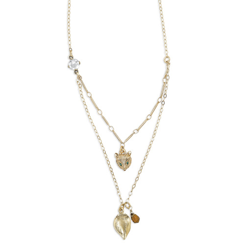 Fauna Double Layer Pendant Necklace on a white background