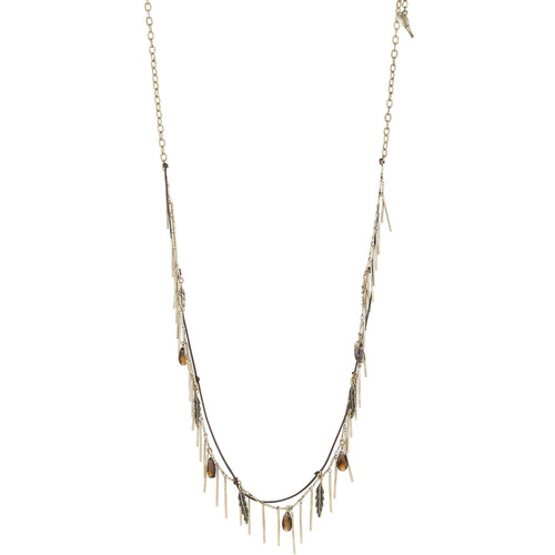 Feathers + Fringe Layering Necklace on a white background