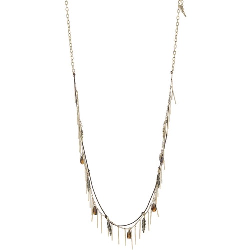 Feathers + Fringe Layering Necklace on a white background