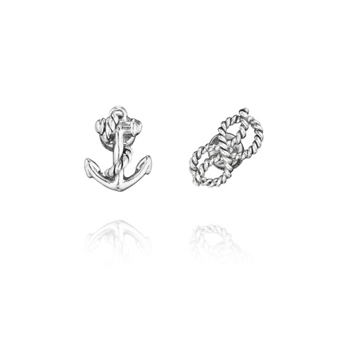 Maritime Knot + Anchor Studs on a white background