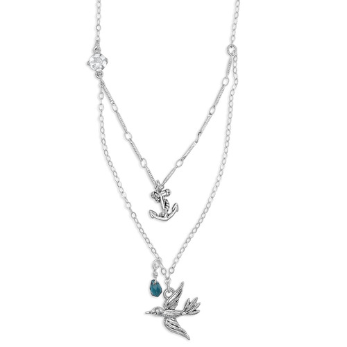 Maritime Double Layer Pendant Necklace on a white background