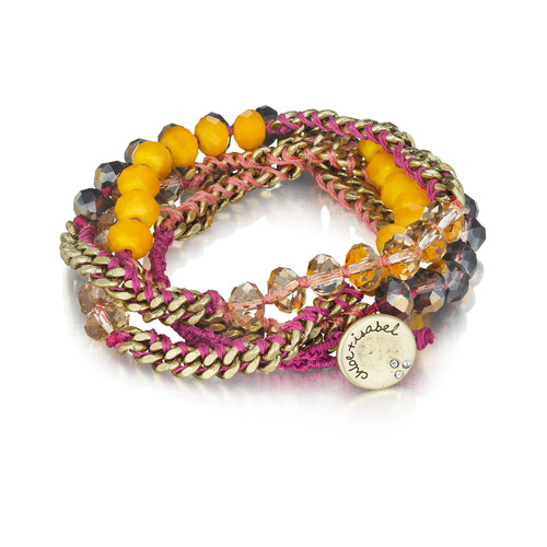 Bead + Chain Multi Wrap Bracelet on a white background