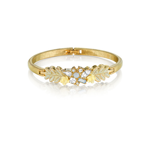 Ivory Rose Hinged Garland Bangle on a white background