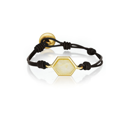 Faceted Rutilated Quartz Wrap Bracelet on a white background
