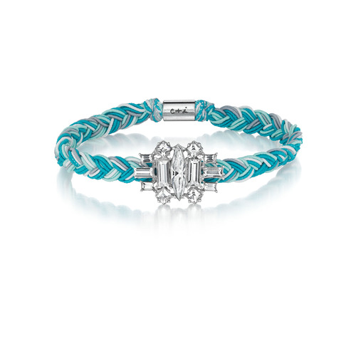 Crystal Cluster Braided Stretch Bracelet on a white background