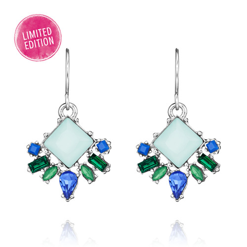 Aquamarine Cluster Drop Earrings on a white background