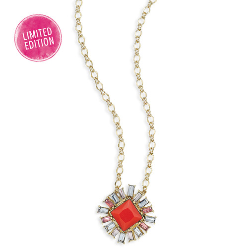 Coral Cluster Pendant Necklace on a white background