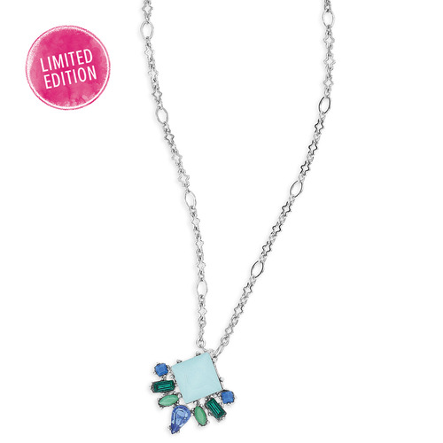 Aquamarine Cluster Pendant on a white background