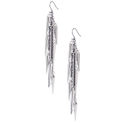Rocker Chic Spike Fringe Earrings on a white background