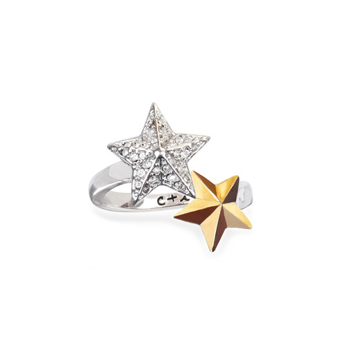 Two Star Open Ring on a white background