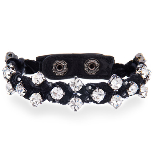 Crystal Studded Velvet Wrap Bracelet on a white background