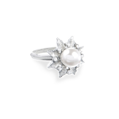 Deco Pearl Flower Ring on a white background