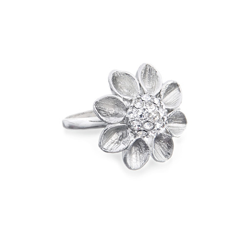 Deco Crystal Flower Ring on a white background