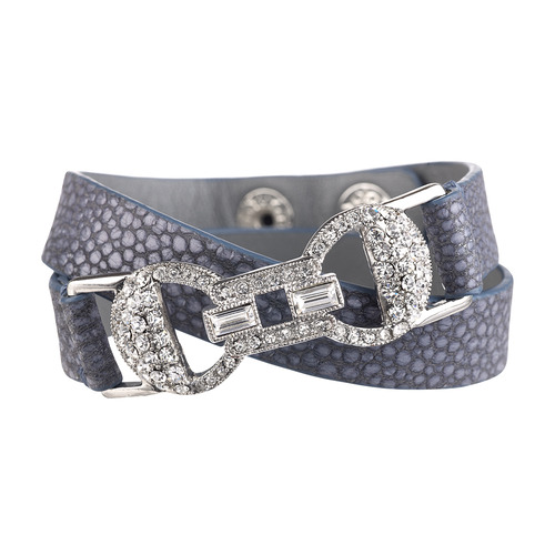 Crystal Pavé Double Leather Wrist Wrap on a white background