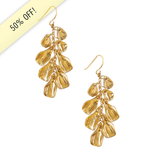 Sculpted Petal Linear Cluster Earrings on a white background